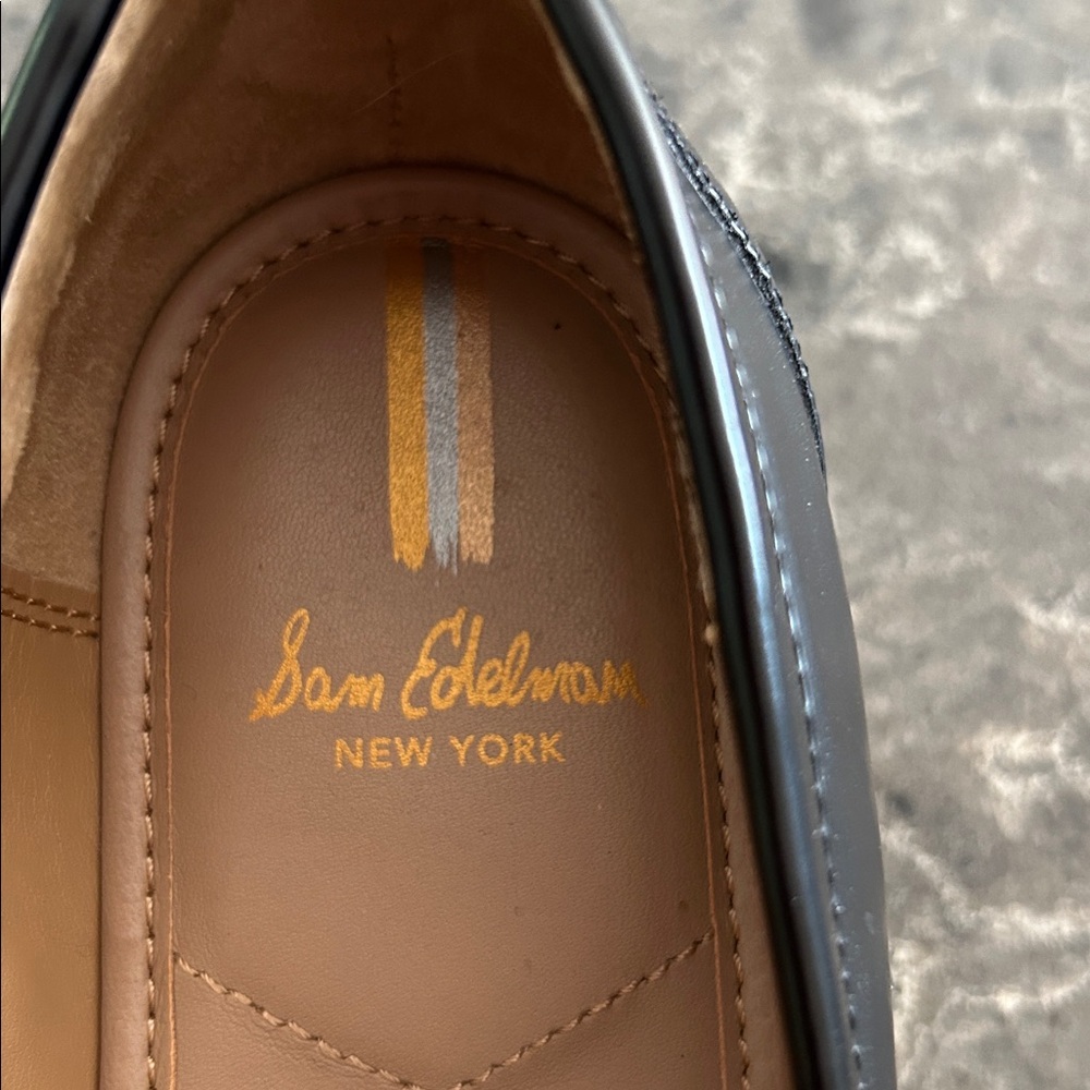 Sam Edelman Chunky Black Loafers with Gold Accent - Picture 2 of 6
